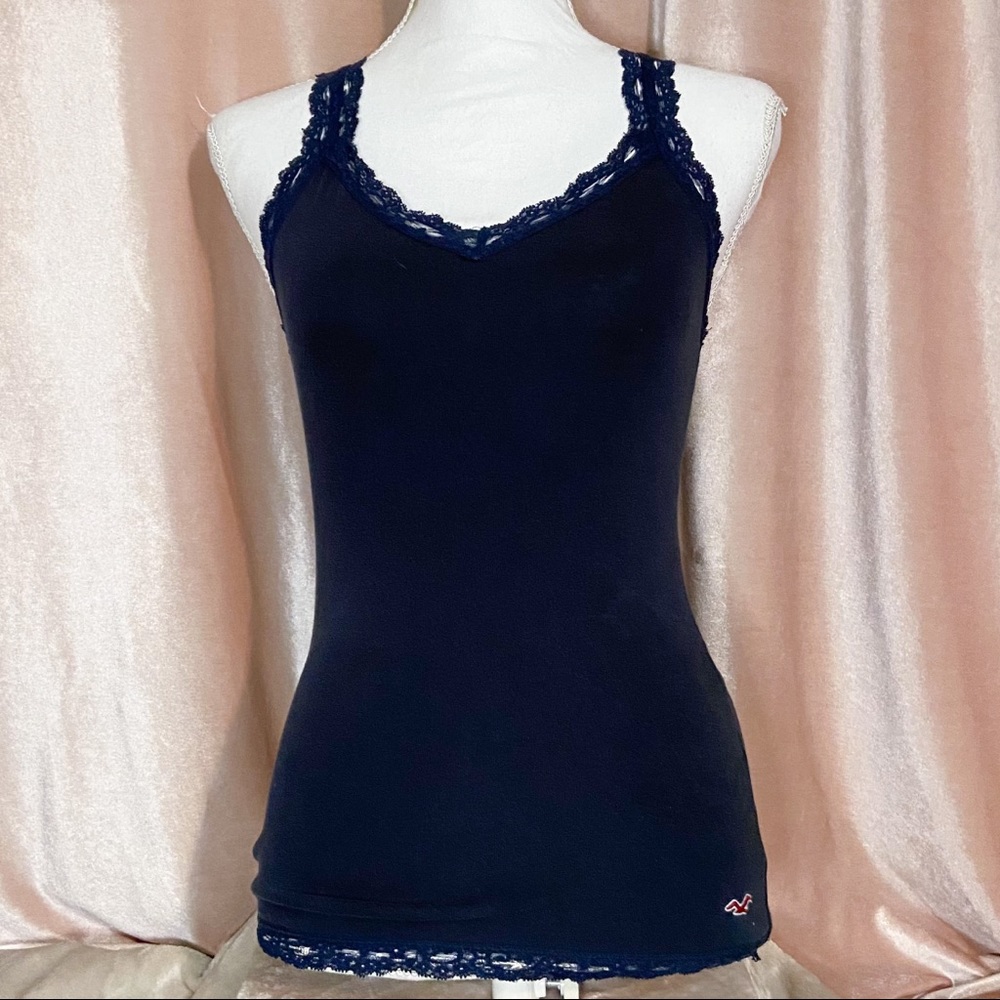 Hollister lace detail racerback fitted tank top